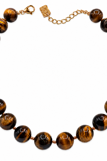 Abigail 16Mm Semi Precious Tiger Eye Necklace