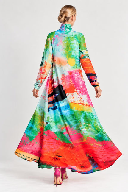 A-Line Maxi Dress - Mother Pink Red Green