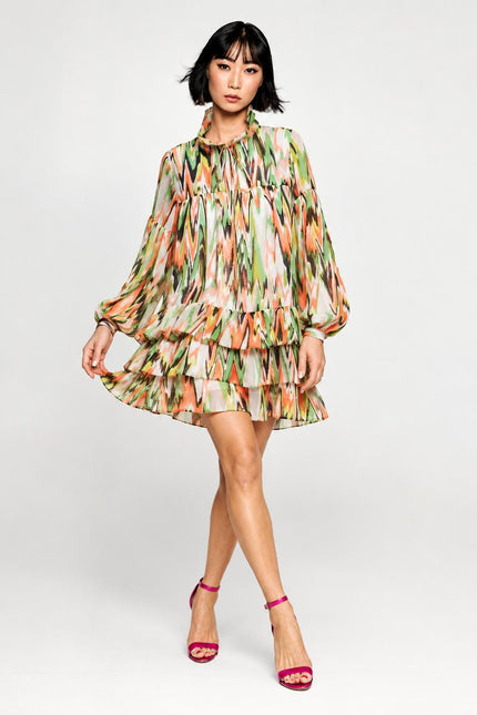 Mini Dress - Zigzag Green Orange
