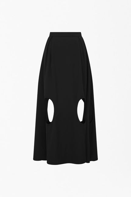 SOUR FIGS Flare Cut-Out Midaxi Skirt in Black