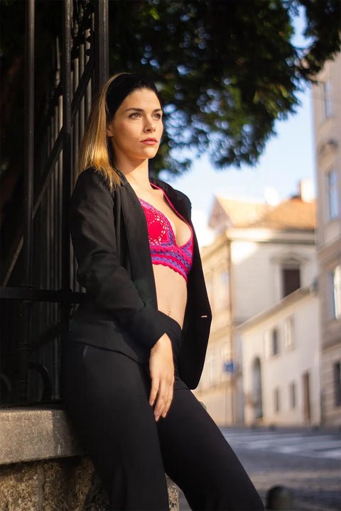 Flower Crochet Top - Fuchsia NORGÄTE alpaca knitwear sustainably made in Peru