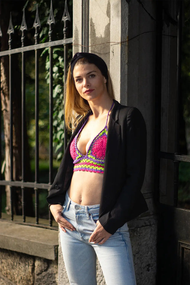 Flower Crochet Top - Lilac NORGÄTE alpaca knitwear sustainably made in Peru