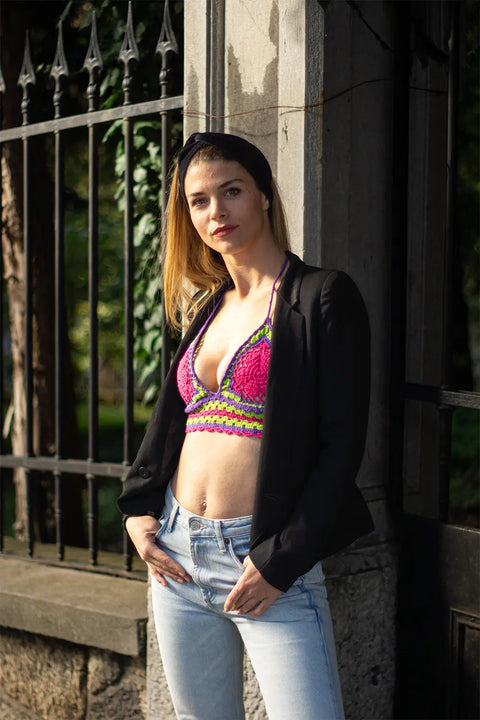 Flower Crochet Top - Lilac NORGÄTE alpaca knitwear sustainably made in Peru