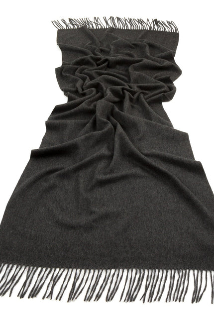 Bel Cashmere | Estola/ Bufanda grande con flecos gris oscuro
