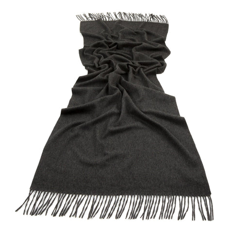 Bel Cashmere | Estola/ Bufanda grande con flecos gris oscuro