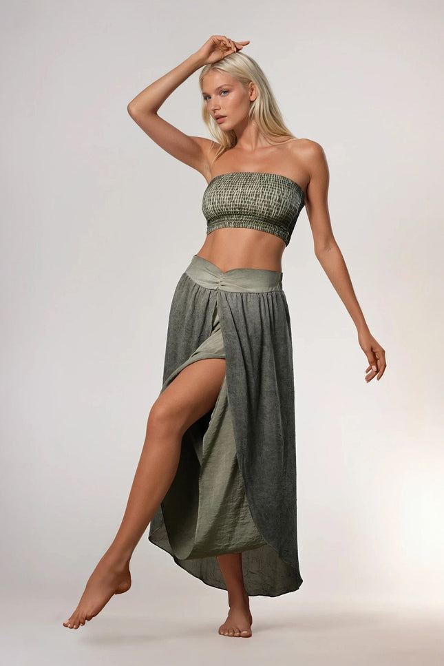 Zhenabia | Gaia Salvar in Khaki Green
