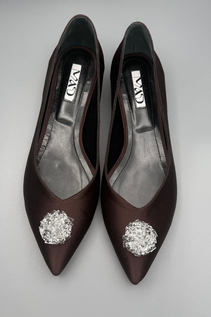 GEORGIA Ballerina Dark Chocolate Satin Diamond Pair1