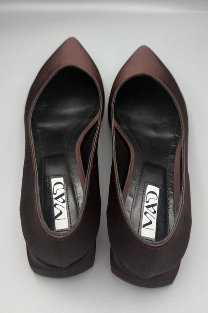 GEORGIA Ballerina Dark Chocolate Satin Diamond Pair10