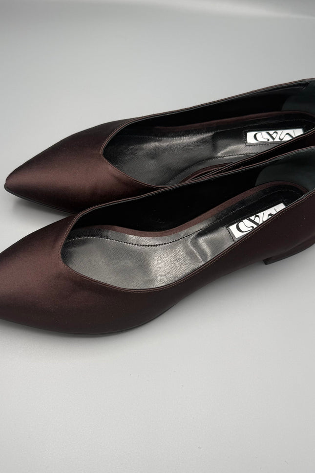 GEORGIA Ballerina Dark Chocolate Satin Pair7