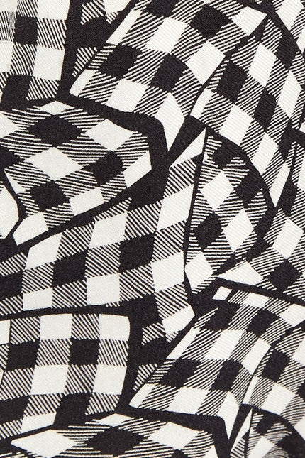 Louche Carole Gingham Twist Print Asymmetric Midi Skirt - Fabric & Print Detail