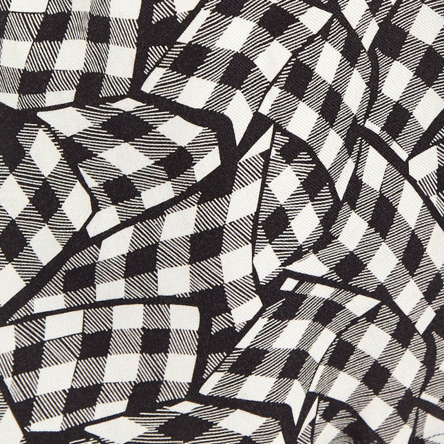Louche Carole Gingham Twist Print Asymmetric Midi Skirt - Fabric & Print Detail