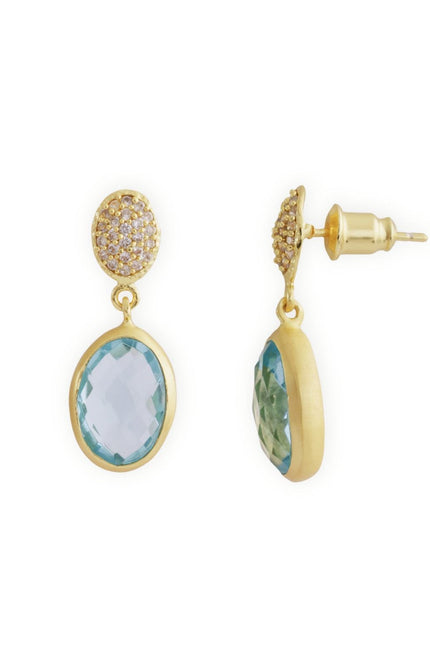 Giselle Vale | Scintilla Pavé Gemstone Drop Earrings Blue Topaz, Cubic zirconia