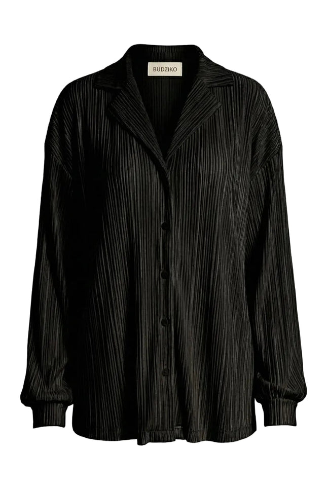 BÚDZIKO | AMELIA BLACK PLEATED SHIRT