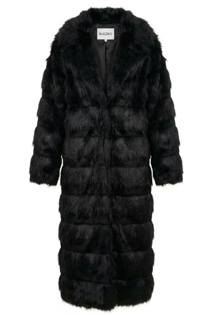 BÚDZIKO | JACQUELINE FAUX FUR BLACK COAT