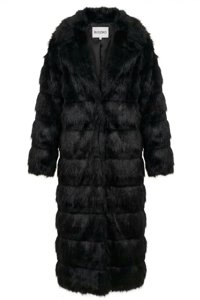 BÚDZIKO | JACQUELINE FAUX FUR BLACK COAT