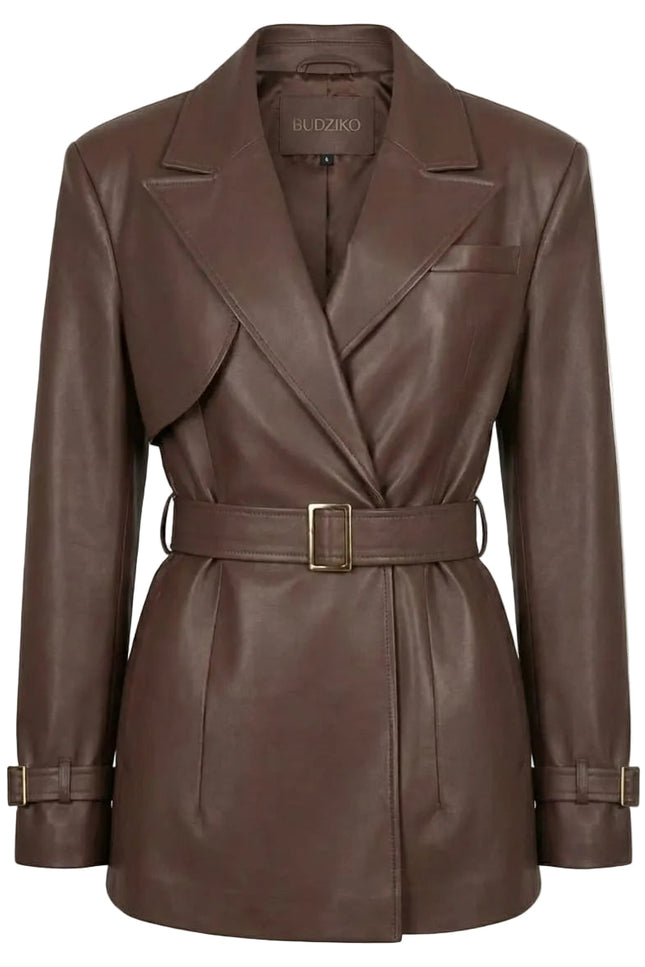 BÚDZIKO | LONDON BROWN CROPPED TRENCH COAT