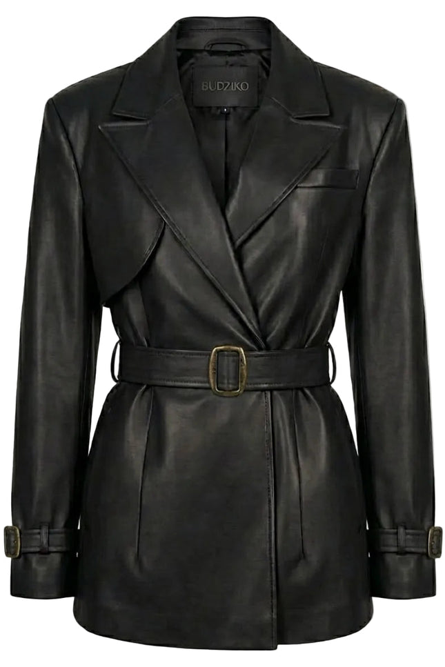 BÚDZIKO | LONDON BLACK CROPPED TRENCH COAT