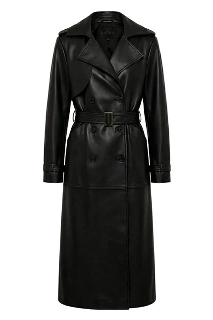 BÚDZIKO | NYC BLACK PATENT LEATHER TRENCH COAT