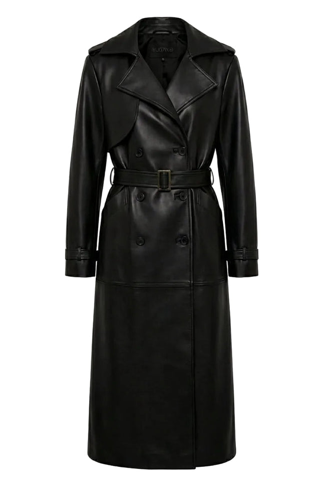 BÚDZIKO | NYC BLACK PATENT LEATHER TRENCH COAT