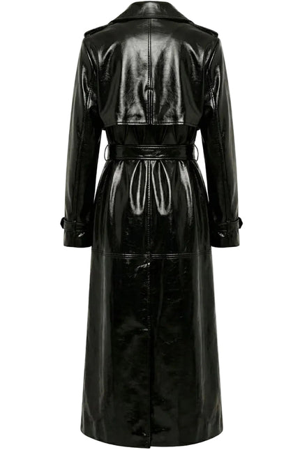 BÚDZIKO | NYC BLACK PATENT LEATHER TRENCH COAT