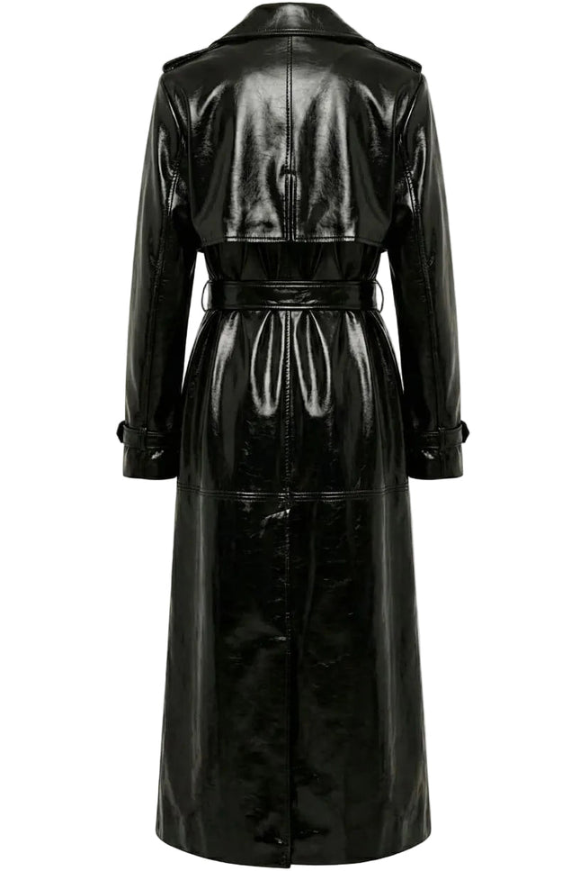 BÚDZIKO | NYC BLACK PATENT LEATHER TRENCH COAT