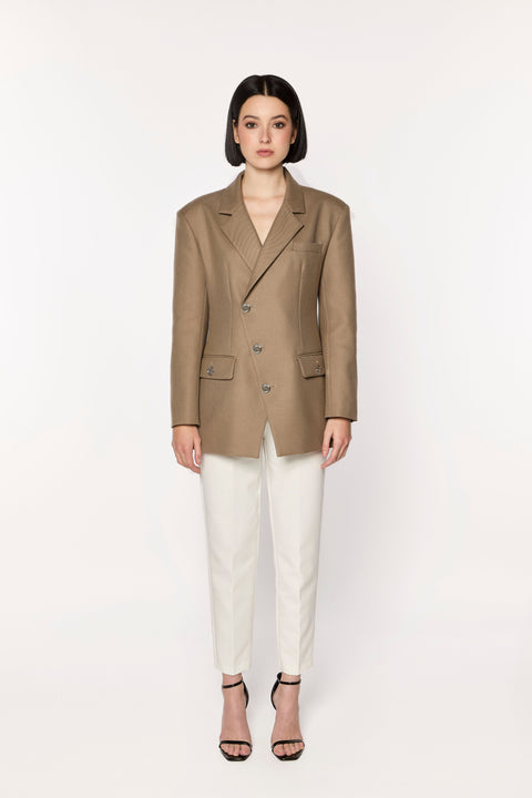GIODORO | Gianza Taupe Wool Blazer