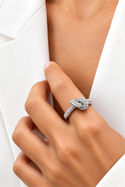 Knot Crystal Ring Clear/Silver