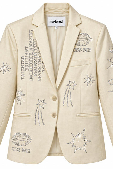 Swarovski Crystal Statement Blazer – Cream