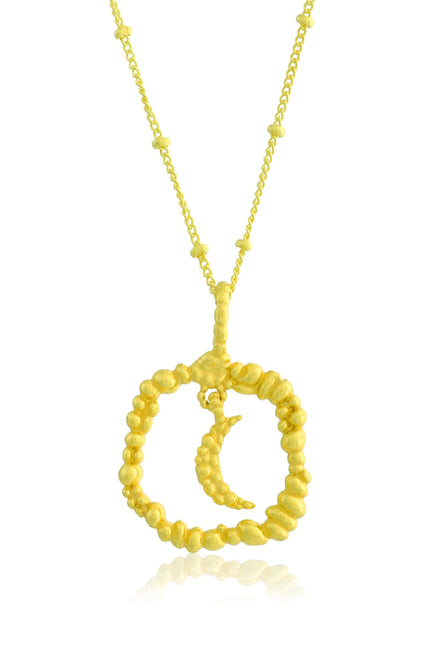 White background shot of Granulated Crescent Moon Necklace by Arvino