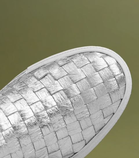 O2 Monde | Mokasyny Greta tkane srebrne