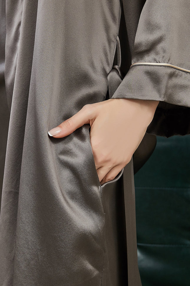 Soft Strokes Silk | Pasithea Grey Kimono Robe