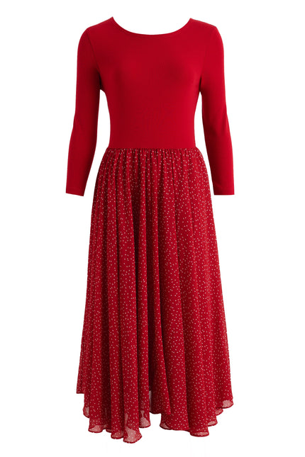 Huxley Raindrop Jersey Top Printed Circle Skirt Midaxi Dress - Red - Styled