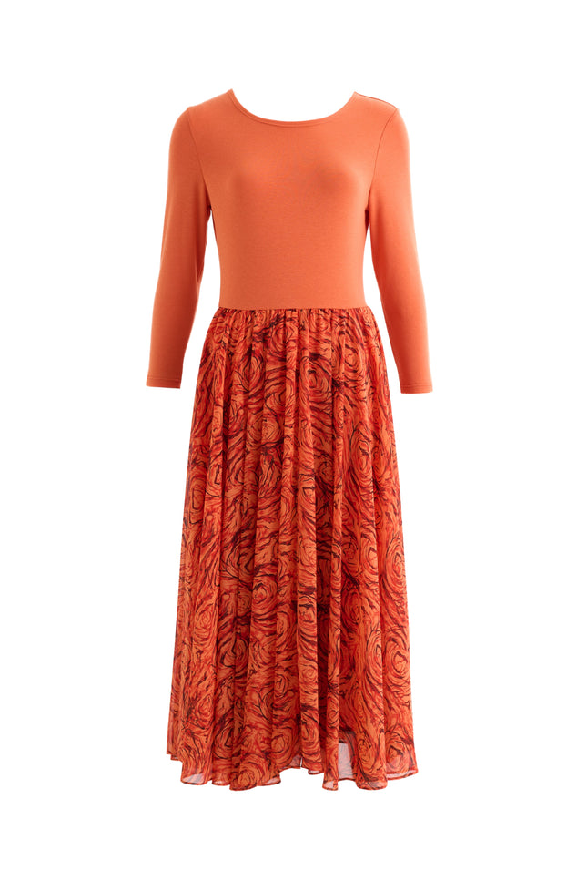 Huxley Rosechild Jersey Top Circle Skirt Midi Dress - Apricot - Styled