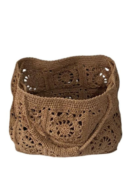 Springmoonatelier | Handcrafted Brown Raffia Shoulder Bag – Elegant Summer Tote