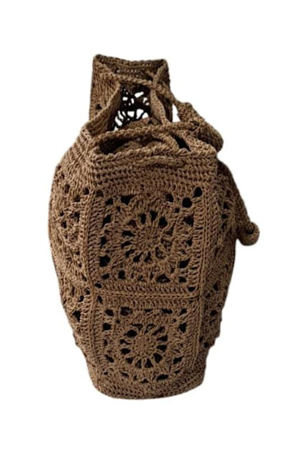 Springmoonatelier | Handcrafted Brown Raffia Shoulder Bag – Elegant Summer Tote