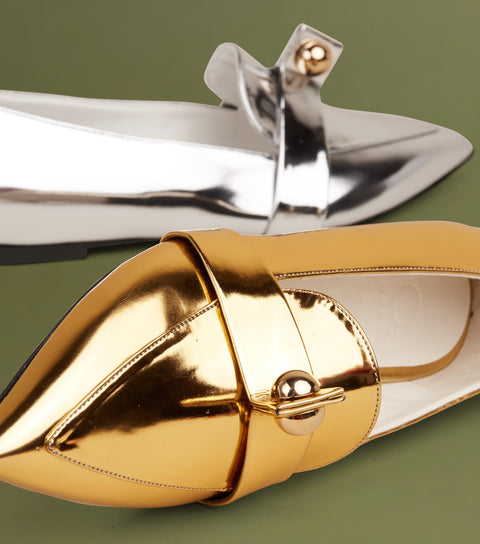 O2 Monde | Harriet Flats metallic gold