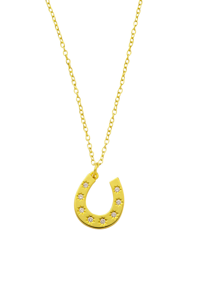 Gold Plated Horse Charm Necklace By Arvino on a white background