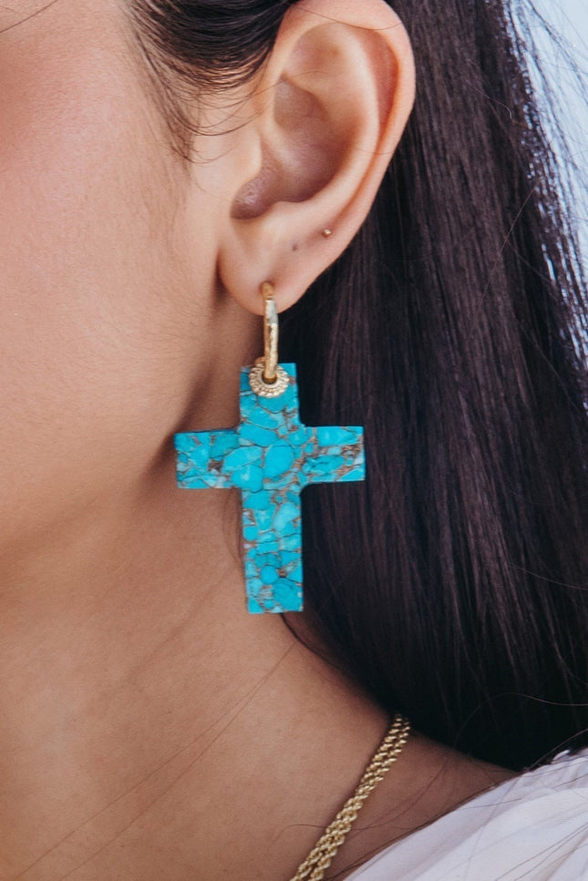 Arvino | Turquoise Faith Cross Earrings