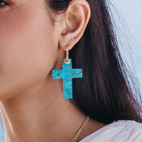 Arvino | Turquoise Faith Cross Earrings
