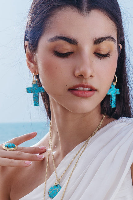 Arvino | Turquoise Faith Cross Earrings