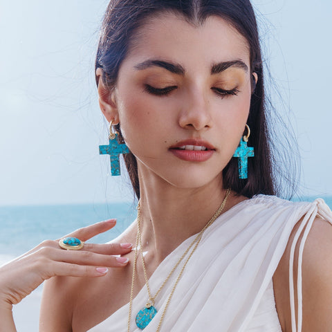 Arvino | Turquoise Faith Cross Earrings