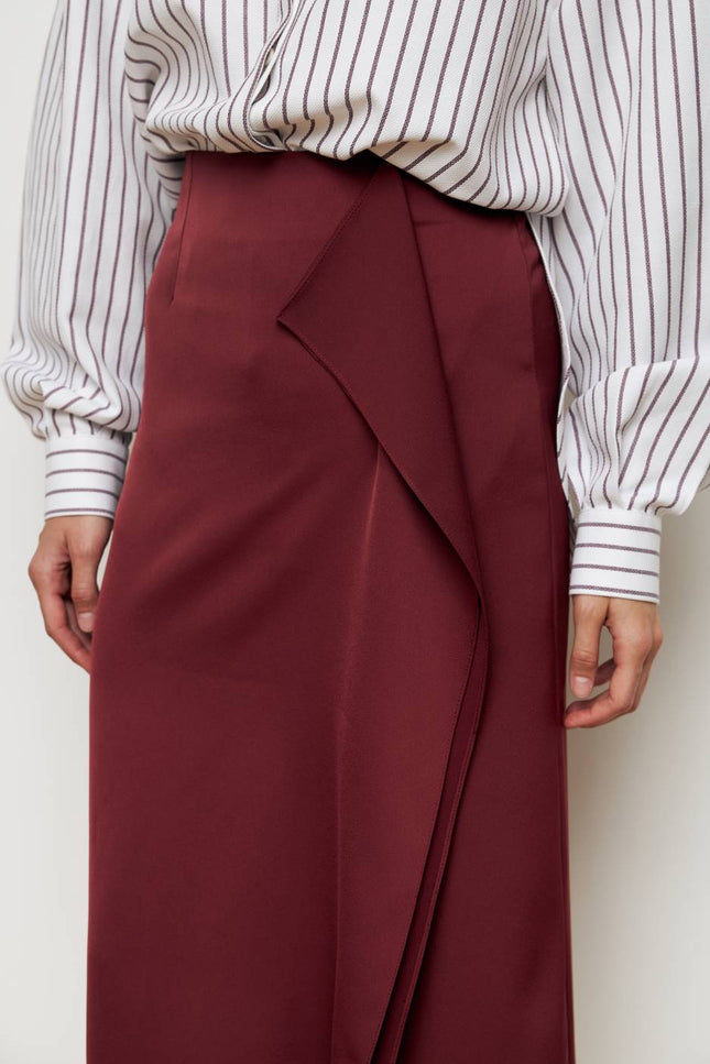Kolosova | BURGUNDY CUT MIDI SKIRT