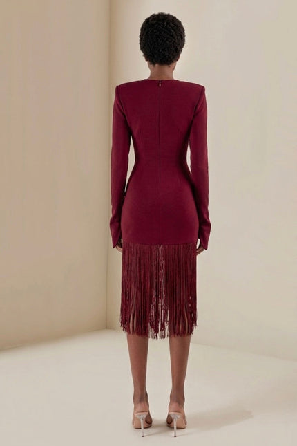 Anitabel | AUGUST BURGUNDY/MAROON FRINGE DRESS