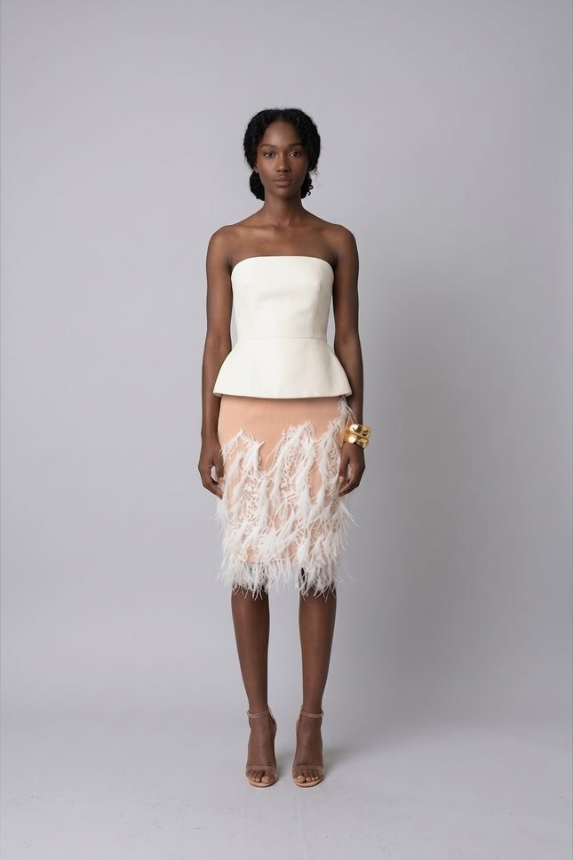 Anitabel | HAZEL LACE AND FEATHER KNEE LENGTH SKIRT
