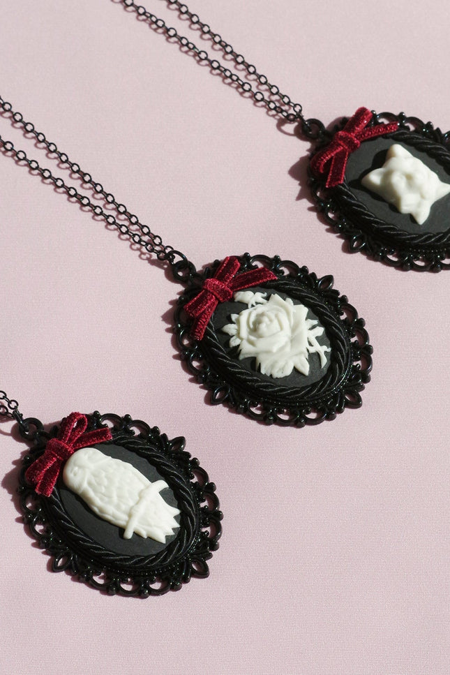 Poporcelain | Dark Romance Rose Cameo Pendant Necklace