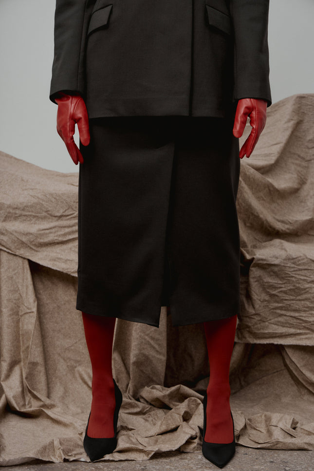 Selera | Black Tailored Blazer and Midi Skirt Suit