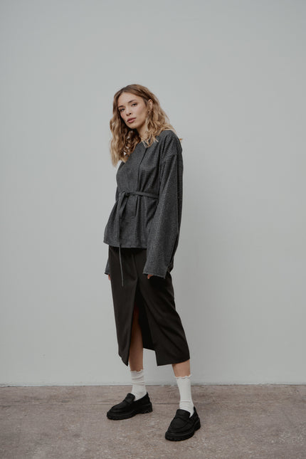 Selera | Grey Perforated Wool Jacket
