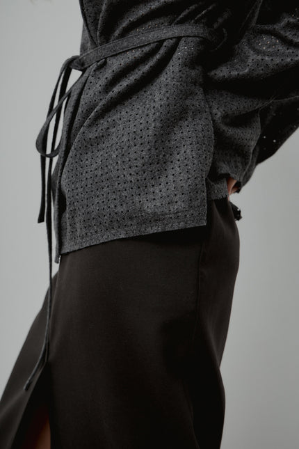 Selera | Grey Perforated Wool Jacket