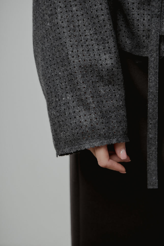 Selera | Grey Perforated Wool Jacket