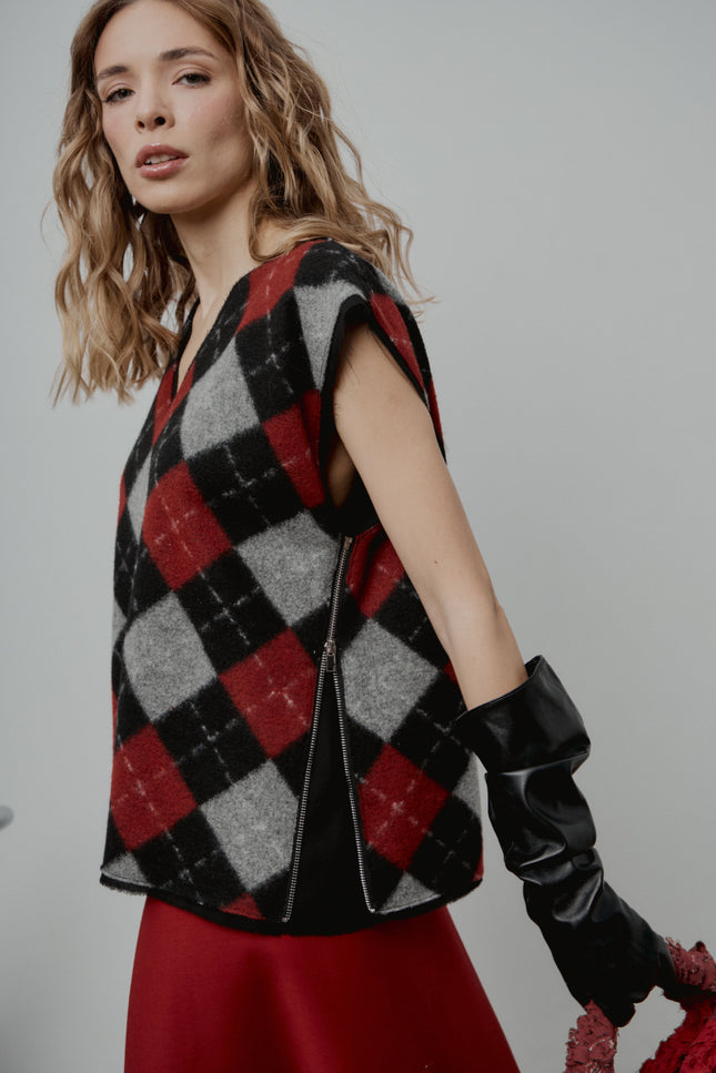 Selera | Woolen vest with zippers